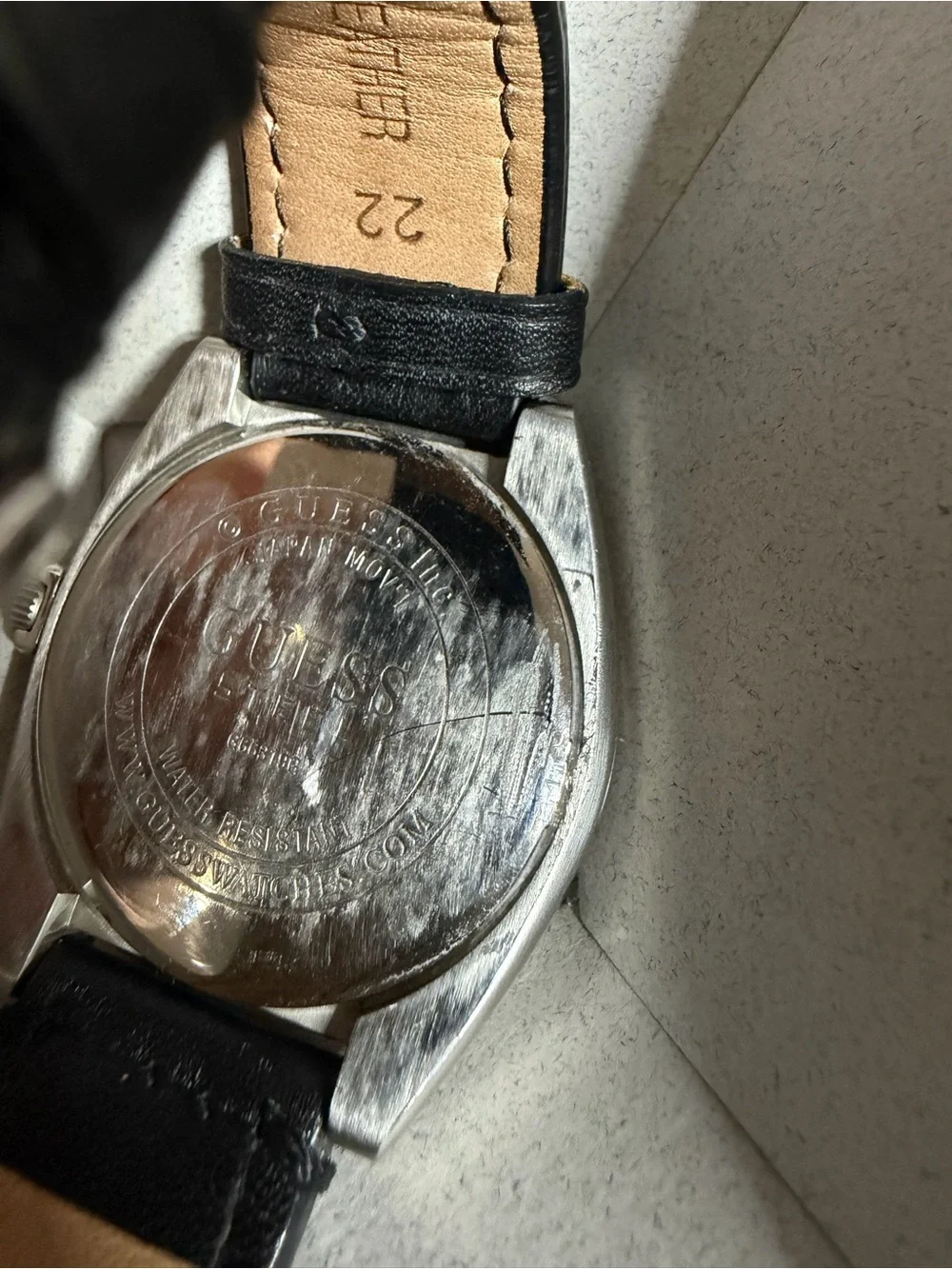 GUESS Black Dial Silver-Tone Steel Case Watch